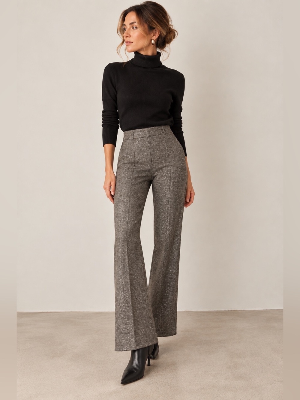 Vintage Fe Zandi Beverly Hills $750 Metallic High Rise Flare Trousers